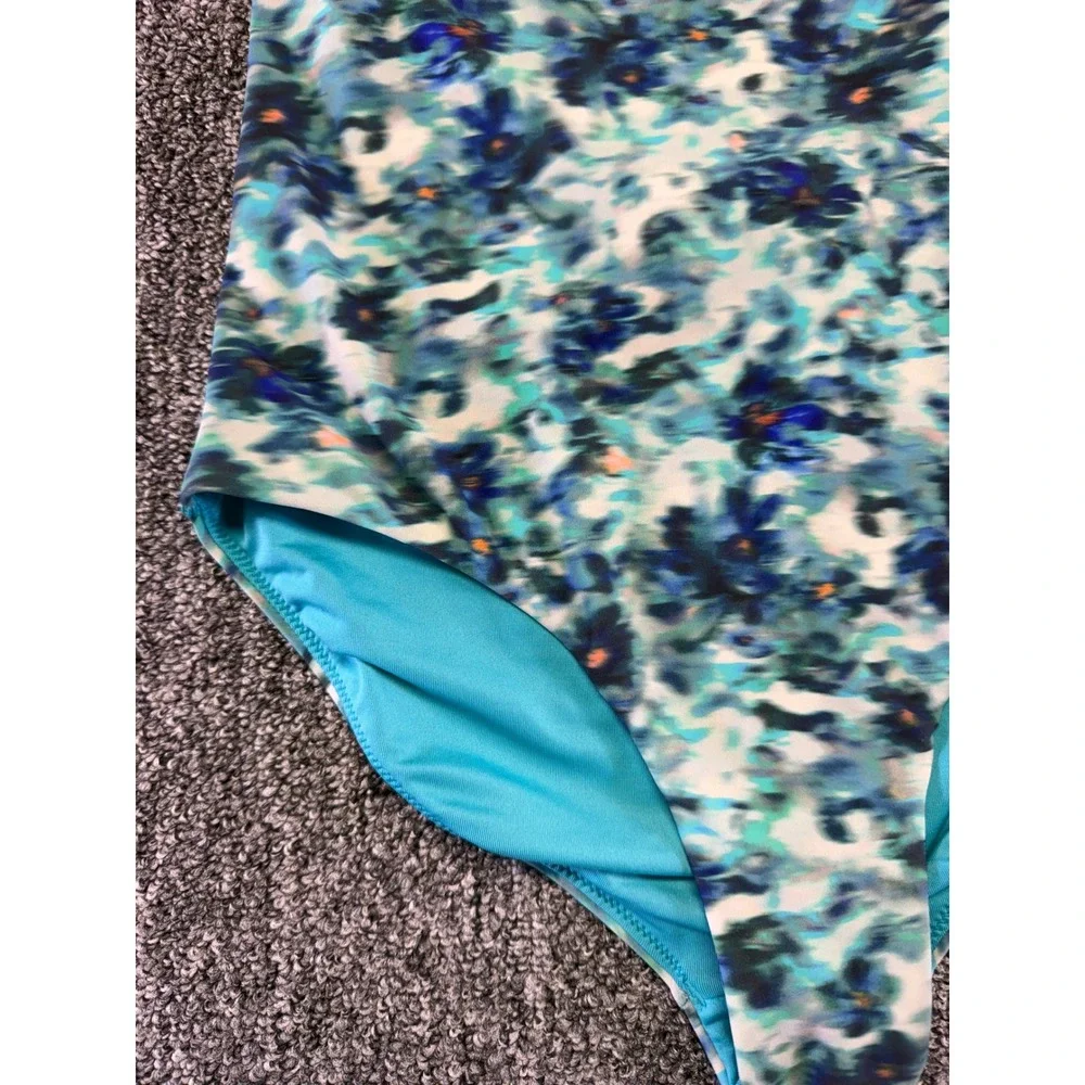 Athleta Girl Swimsuit Kids Blue Floral One Piece Adjustable Straps